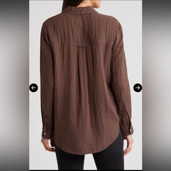NWT Rails Chocolate Brown Button-Up Women's Top Light cotton Large - Picture 5 of 10